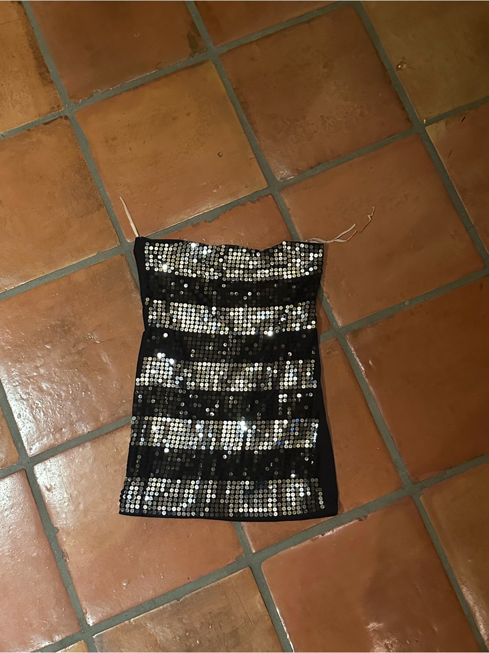 Black Sequin Strapless Mini Dress